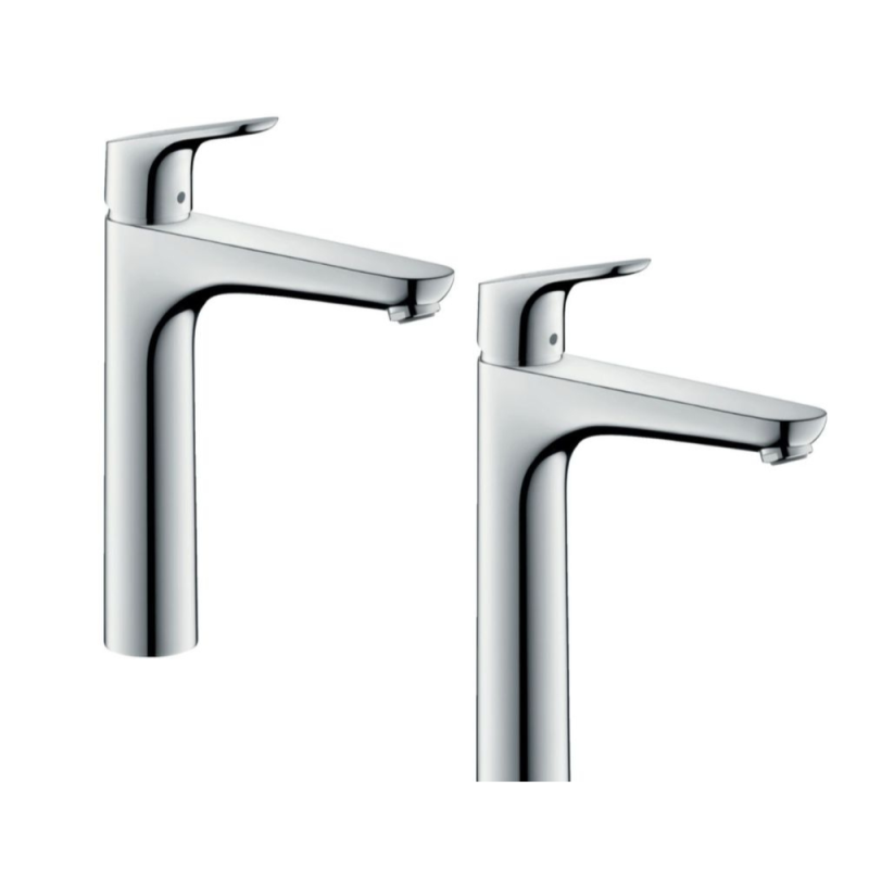 Lot 2 mitigeur lavabo HANSGROHE Focus H190 Eco C3, avec tirette chromé | Batinea