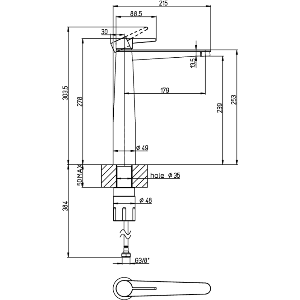 Mitigeur lavabo surélevé VILLEROY ET BOCH Conum | Batinea