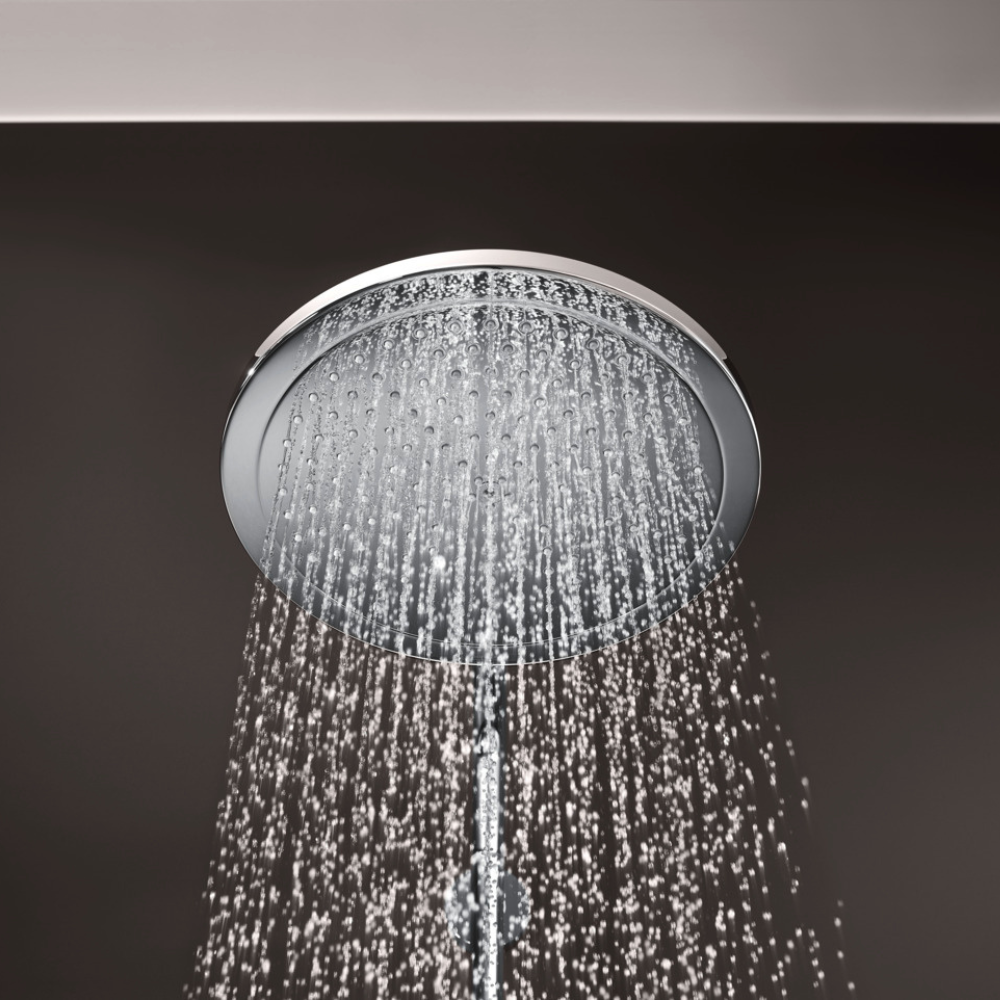 Colonne de douche mécanique HANSGROHE Croma Select S 280 chromé + tablette AddStoris démonstration de la douche de tête