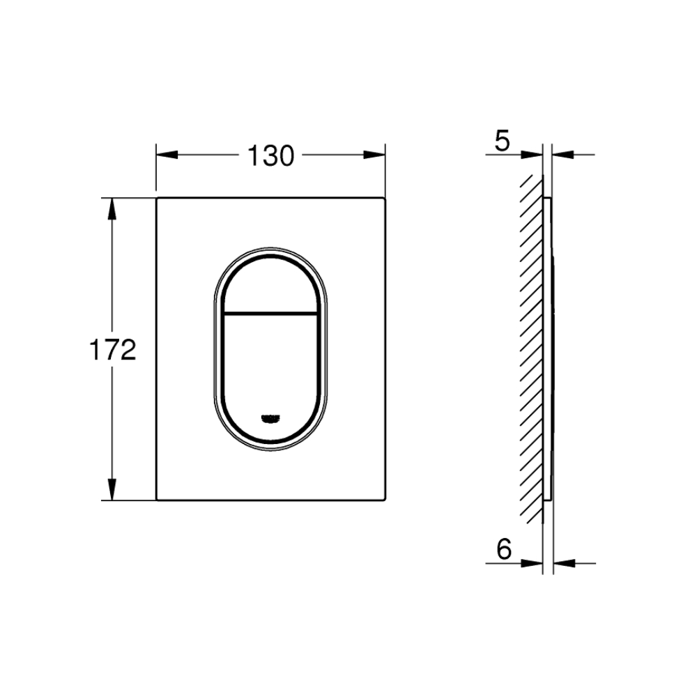 Le schéma de la plaque de commande WC GROHE Arena Cosmopolitan S Supersteel