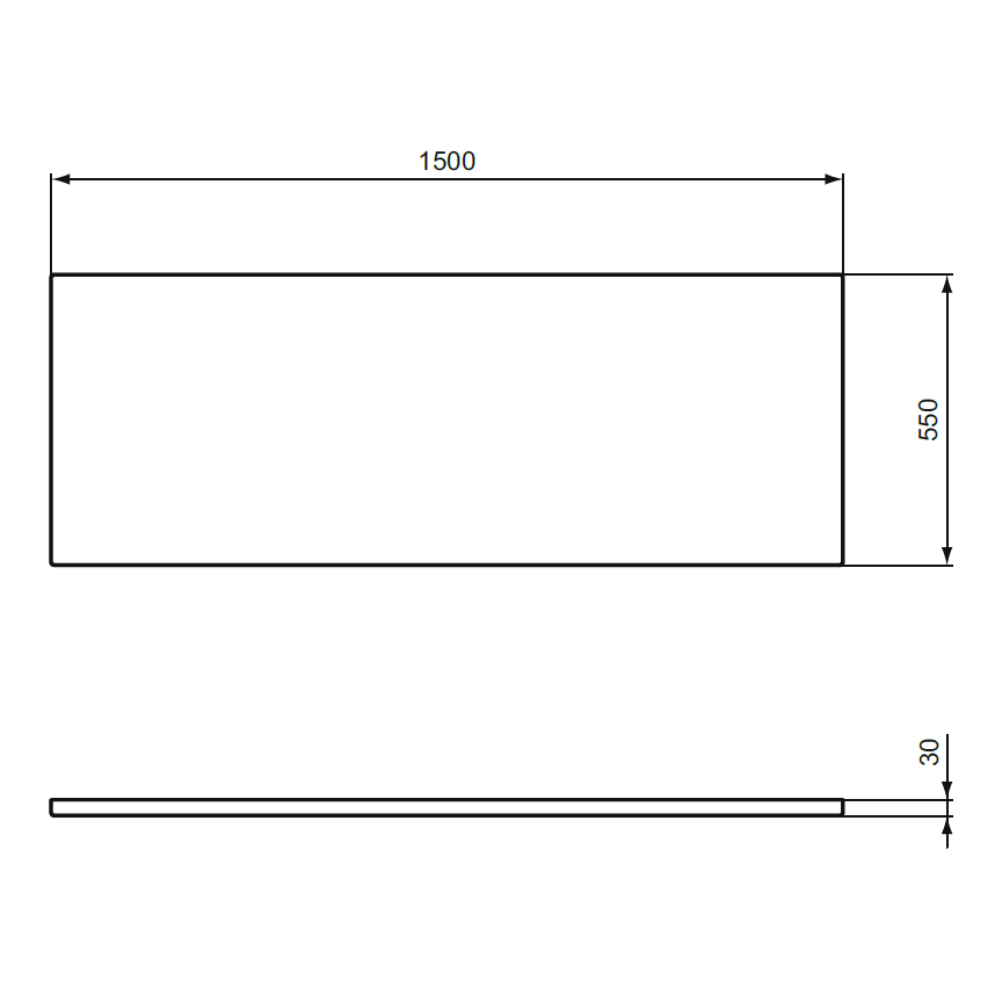 Le schéma technique du Tablier frontal de baignoire 150 cm Ideal Standard i.life
