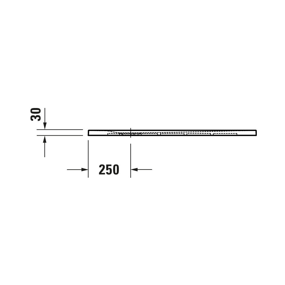 Schéma de côté du  Receveur de douche 100 x 80 DURAVIT Sustano Blanc