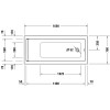 Schéma de face de la Baignoire droite 160x70 DURAVIT Starck 