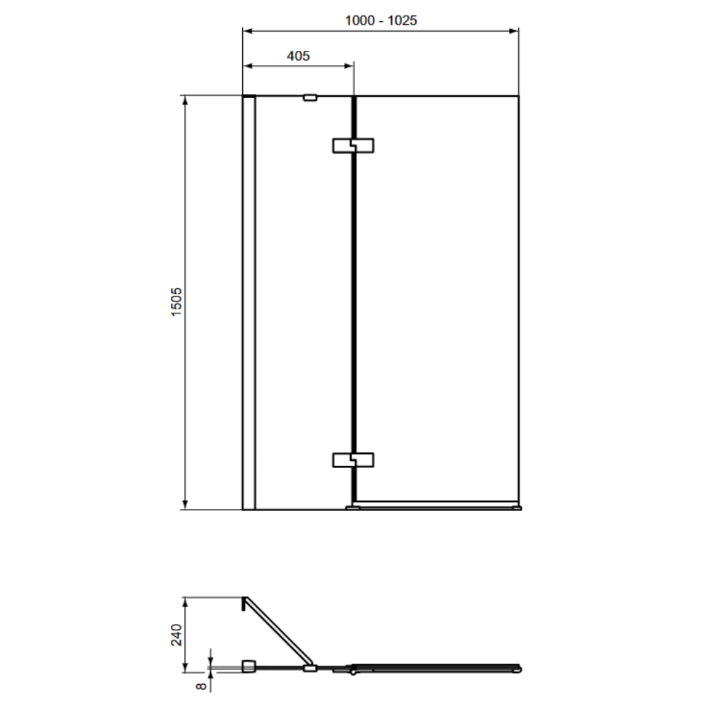 Pare bain fixe IDEAL STANDARD gauche + porte-serviette i.Life |Batinea