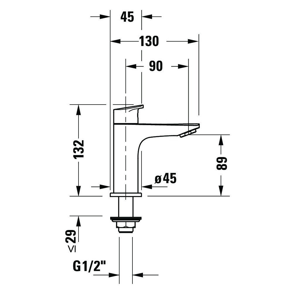 Schéma du Mitigeur lave-mains taille S DURAVIT Duravit No.1 FreshStart chromé