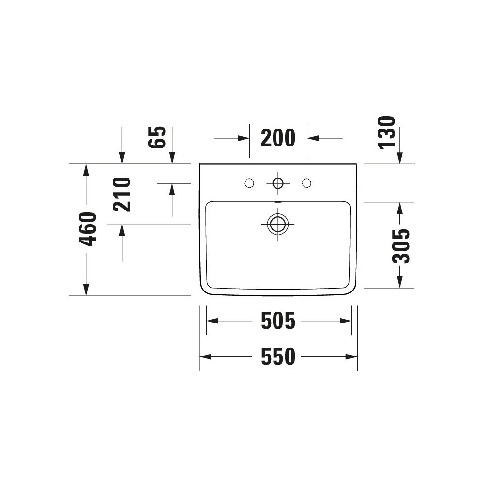 Schéma de côté de la Vasque à encastrer DURAVIT Duravit No.1 55 cm