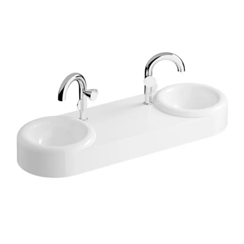 Double lavabo VITRA Liquid 120 cm avec trou et sans trop-plein