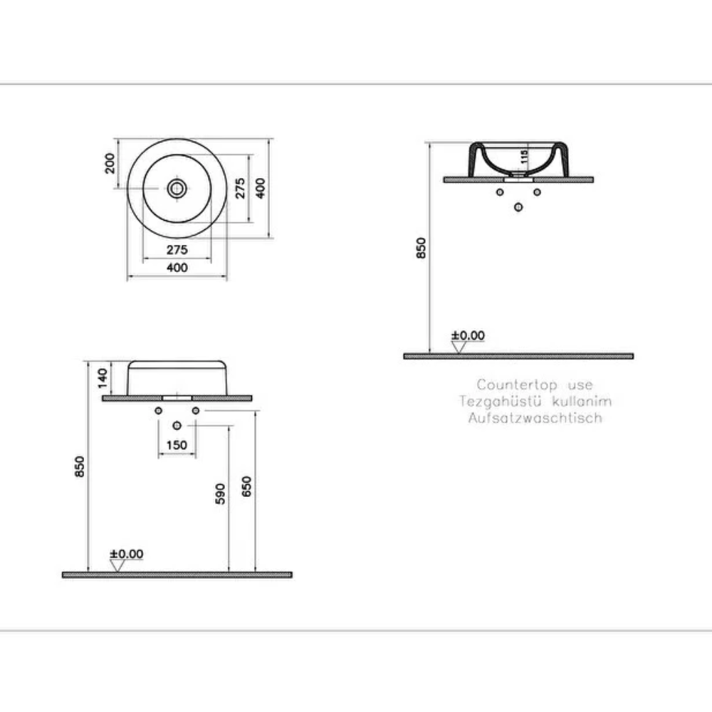 Les avantages du Lavabo VITRA Liquid 40 cm sans plateforme sans trou et sans trop-plein