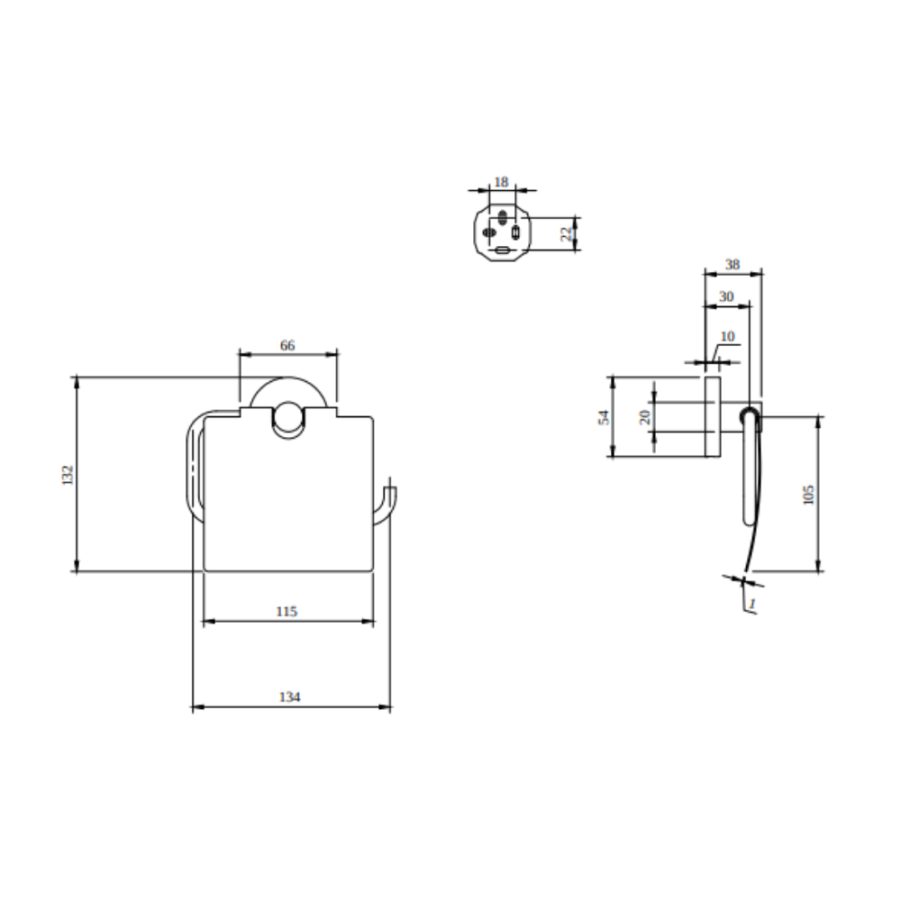 Le schéma technique du Dérouleur de papier toilette avec couvercle Villeroy & Boch Elements - Tender