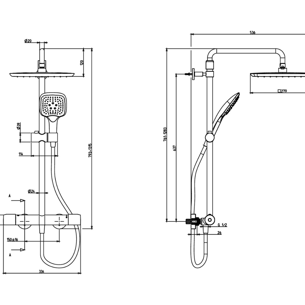 schéma Colonne de douche thermostatique JACOB DELAFON Emma chromé