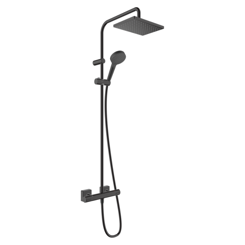 Colonne douche thermostatique HANSGROHE Vernis Shape à économie d'eau, noir mat | Batinea