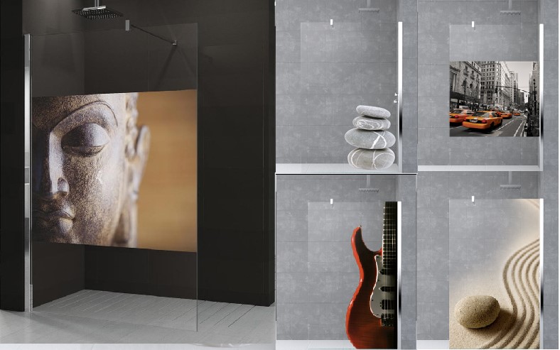 Paroi douche verre avec impression photo novellini kuadra H in art