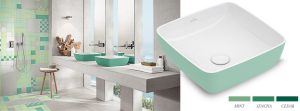 Salle de bain tendance dans les tons vert.