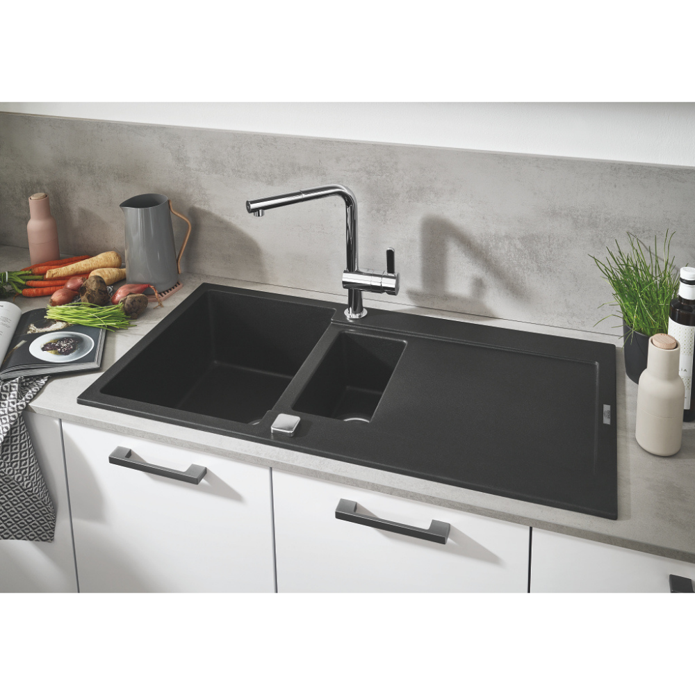 Evier 1 cuve et demie quartz