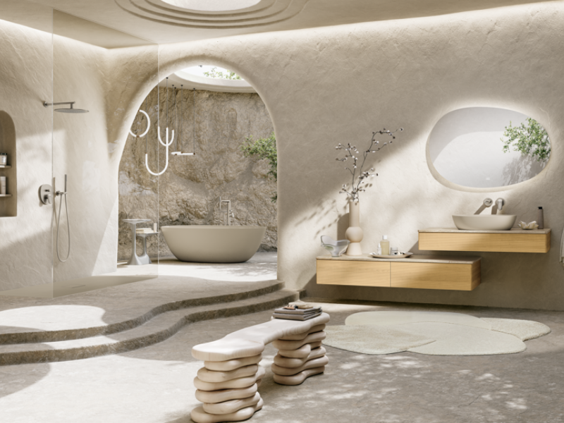 salle de bain avec marche en beton