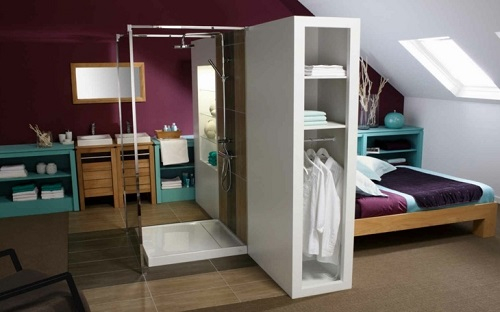 Douche centrale sous combles