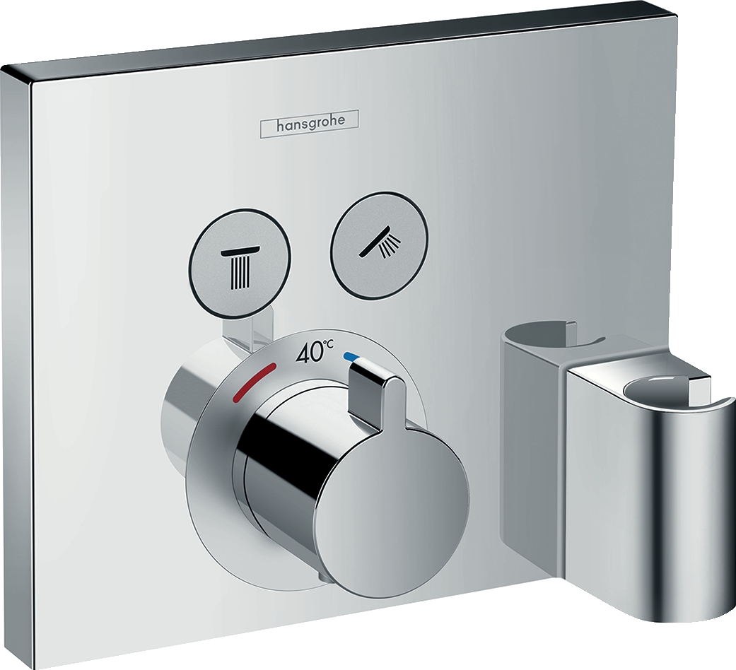 Facade pour mitigeur thermostatique encastré avec 2 fonctions, fixfit et porter chromé Hansgrohe