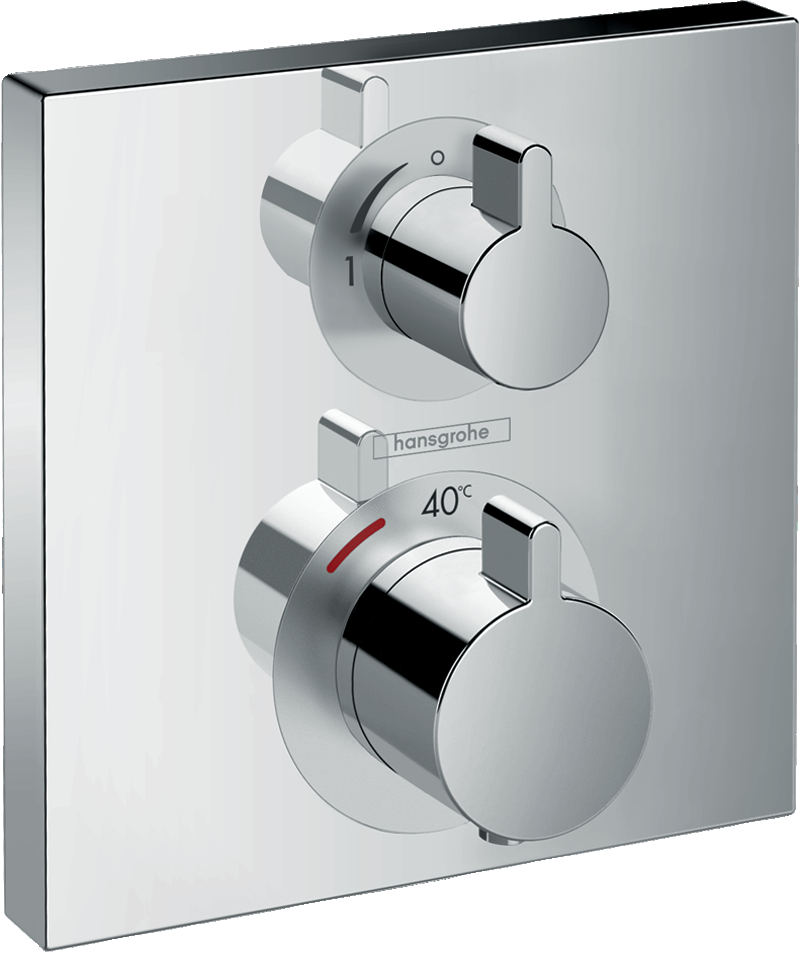 Facade pour mitigeur thermostatique encastré avec robinet d'arrêt chromé Hansgrohe