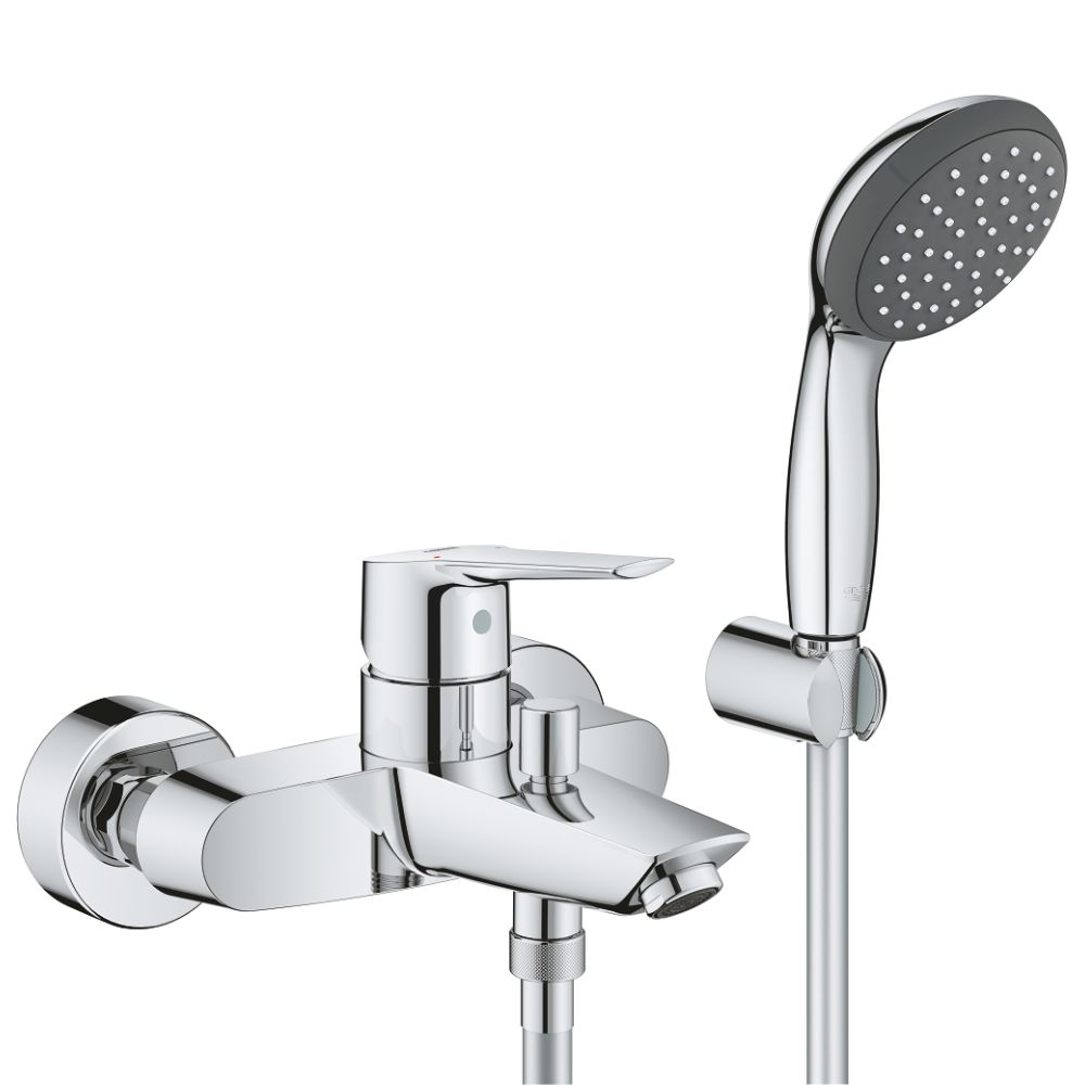 Mitigeur bain douche mécanique GROHE Quickfix Start 2021 avec flexible + support + pommeau de douche
