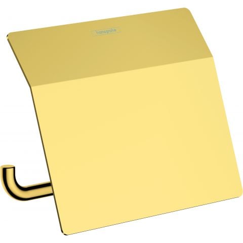 Porte-papier WC avec couvercle aspect doré poli Hansgrohe AddStoris