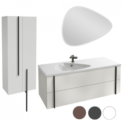 Pack meuble lavabo simple vasque JACOB DELAFON Nouvelle Vague + colonne de salle de bain 2 portes