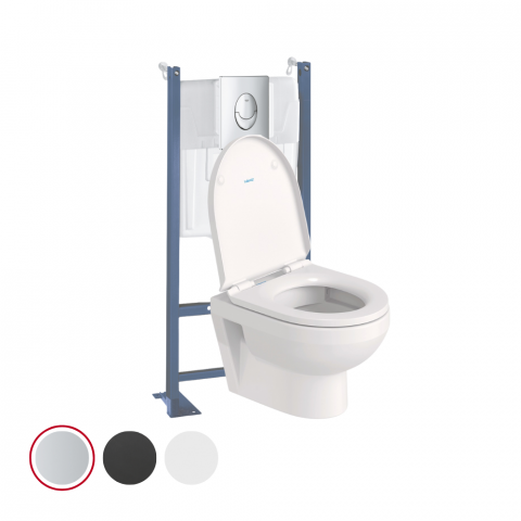 Pack WC suspendu sans bride compact DURAVIT Duravit No.1 + bâti support GROHE Rapid SL Projet + abattant + plaque