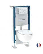WC suspendu sans bride compact GEBERIT Renova Duofix + bâti support + plaque de déclenchement