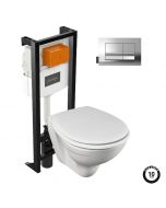 WC suspendu compact JACOB DELAFON Patio + Bâti support + plaque & abattant