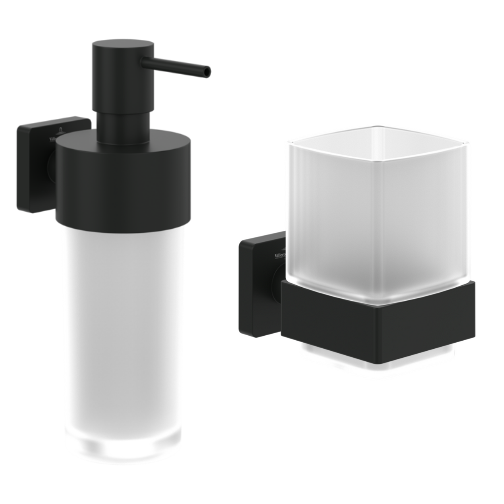 Porte-verre + Distributeur de savon VILLEROY & BOCH Elements Striking noir mat